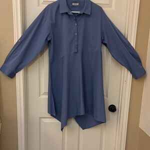 Cupio Elegant Blue A-Symmetrical Top with adjustable sleeves. New.